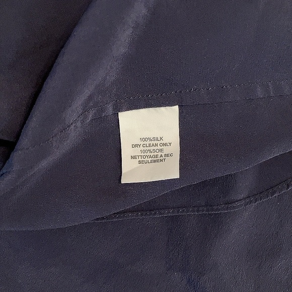 Trina Turk Midnight Blue One-Shoulder 100% Silk Tank Top Blouse Flowy Medium - Picture 4 of 7